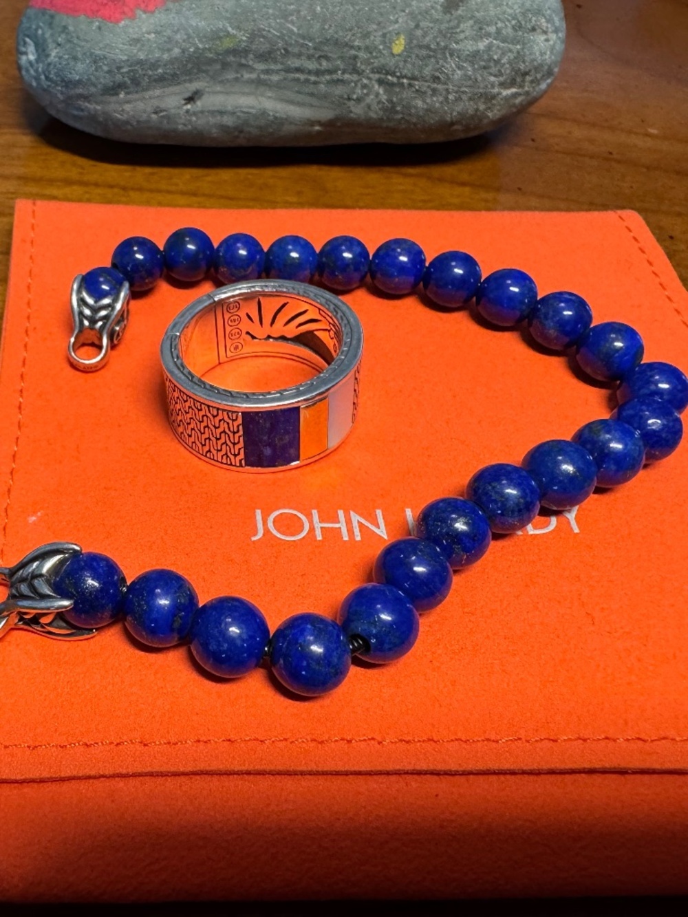 David Yurman Spiritual Beads Bracelet Blue Lapis Sterling Silver Men’s Large 8"